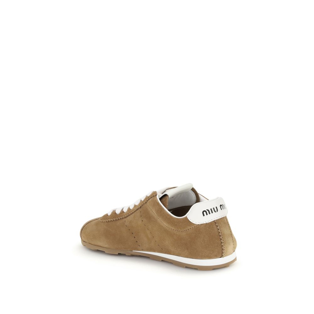 Miu Miu Brown Calf Leather Bos Taurus Athletic Sneakers - Image 3