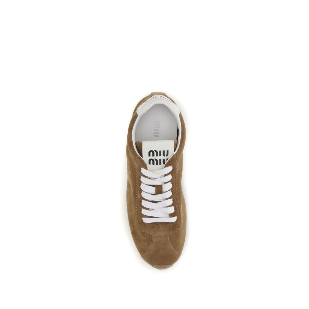 Miu Miu Brown Calf Leather Bos Taurus Athletic Sneakers - Image 4