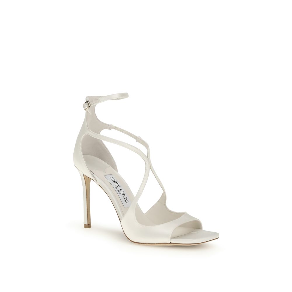 Jimmy Choo White Silk Stiletto Heel Sandals - Image 2