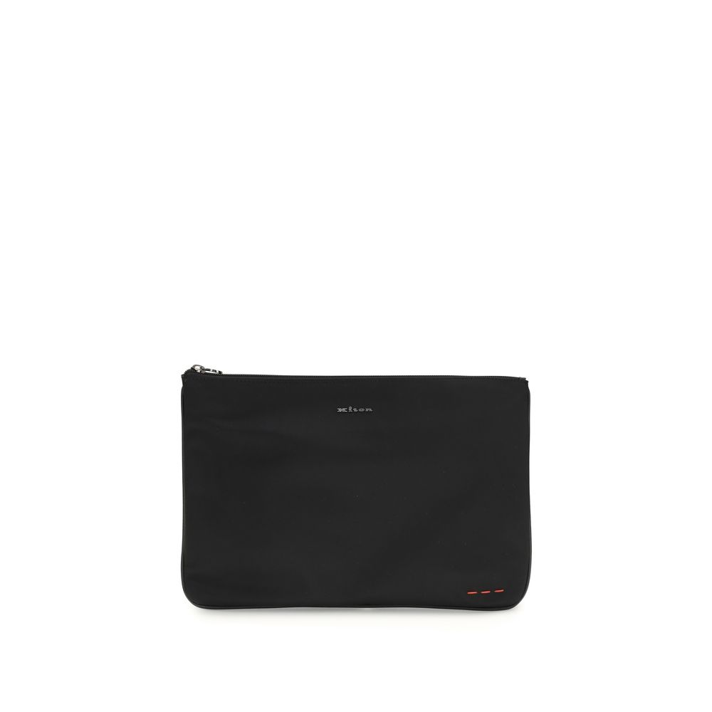 Kiton Black Nylon Clutch Bag