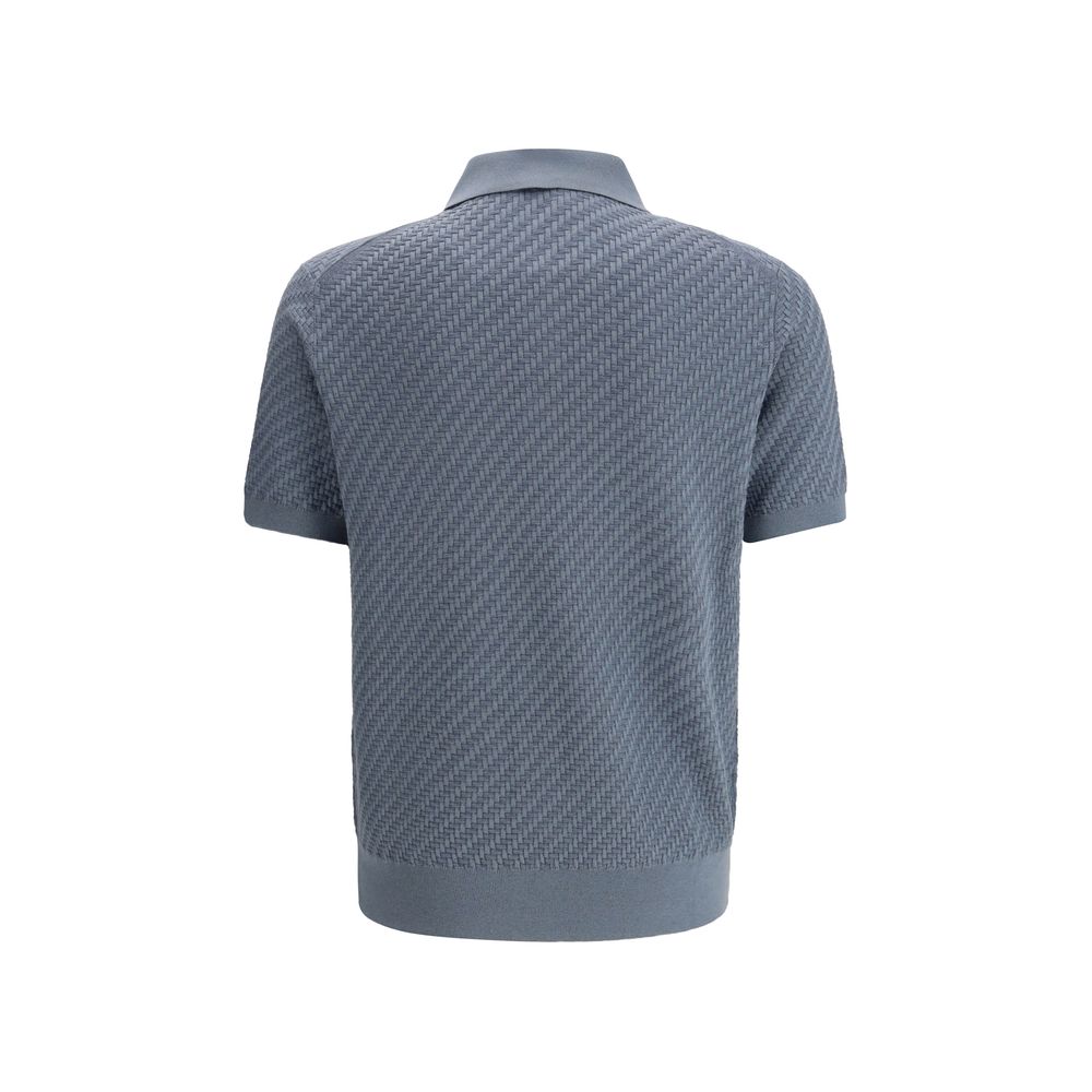 Brioni Light Blue Cotton Polo Shirt - Image 2