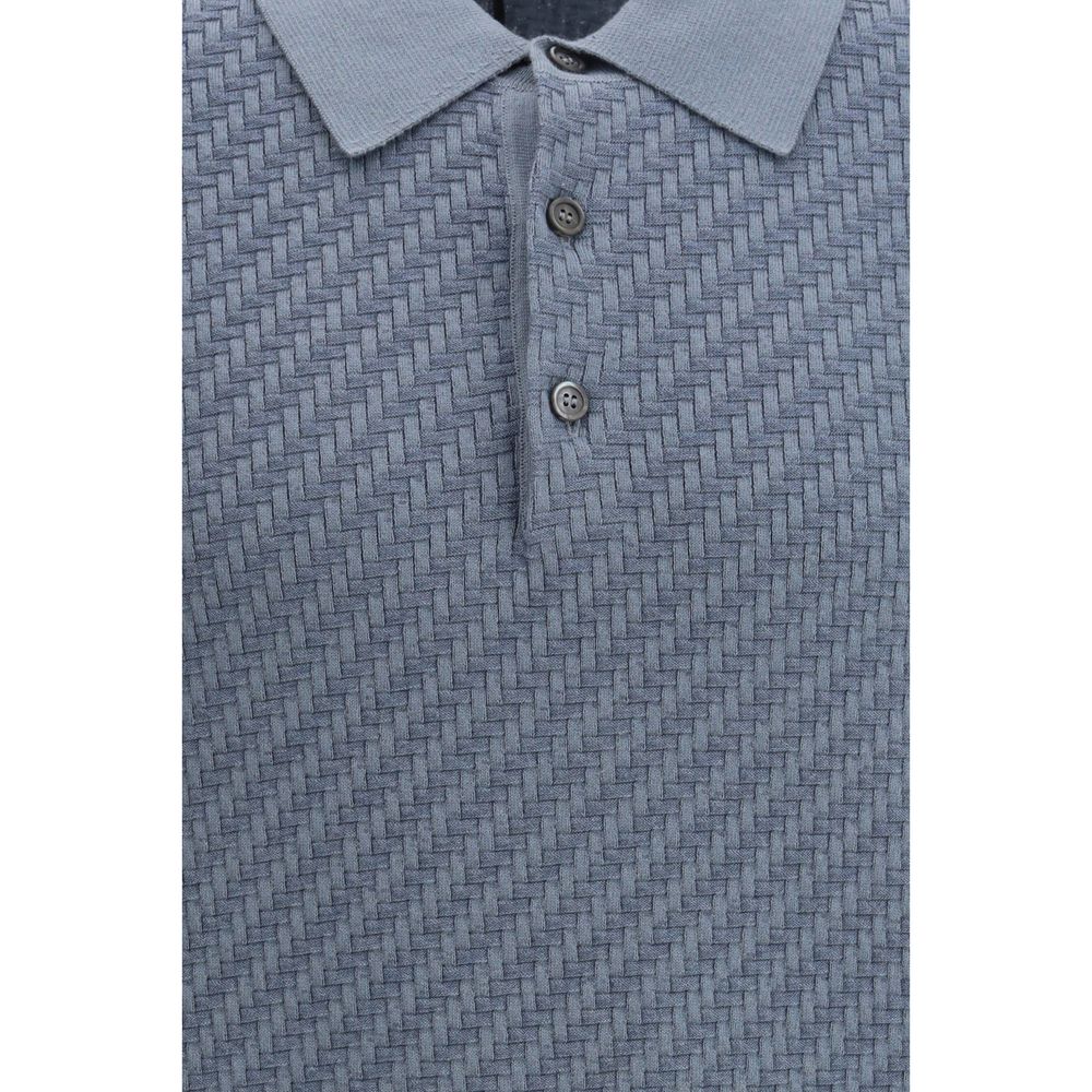Brioni Light Blue Cotton Polo Shirt - Image 3