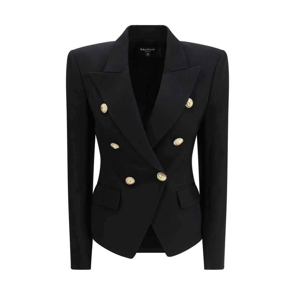 Balmain Black Wool Jackets And Coat