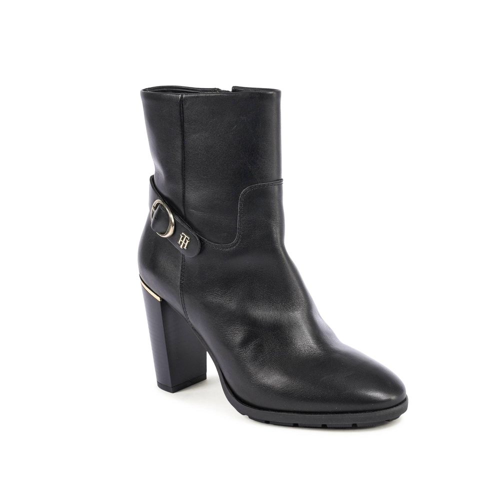 Tommy Hilfiger Black Leather Ankle Boots - Image 2