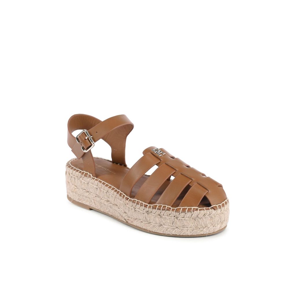 Tommy Hilfiger Brown Leather Platform Sandals - Image 2