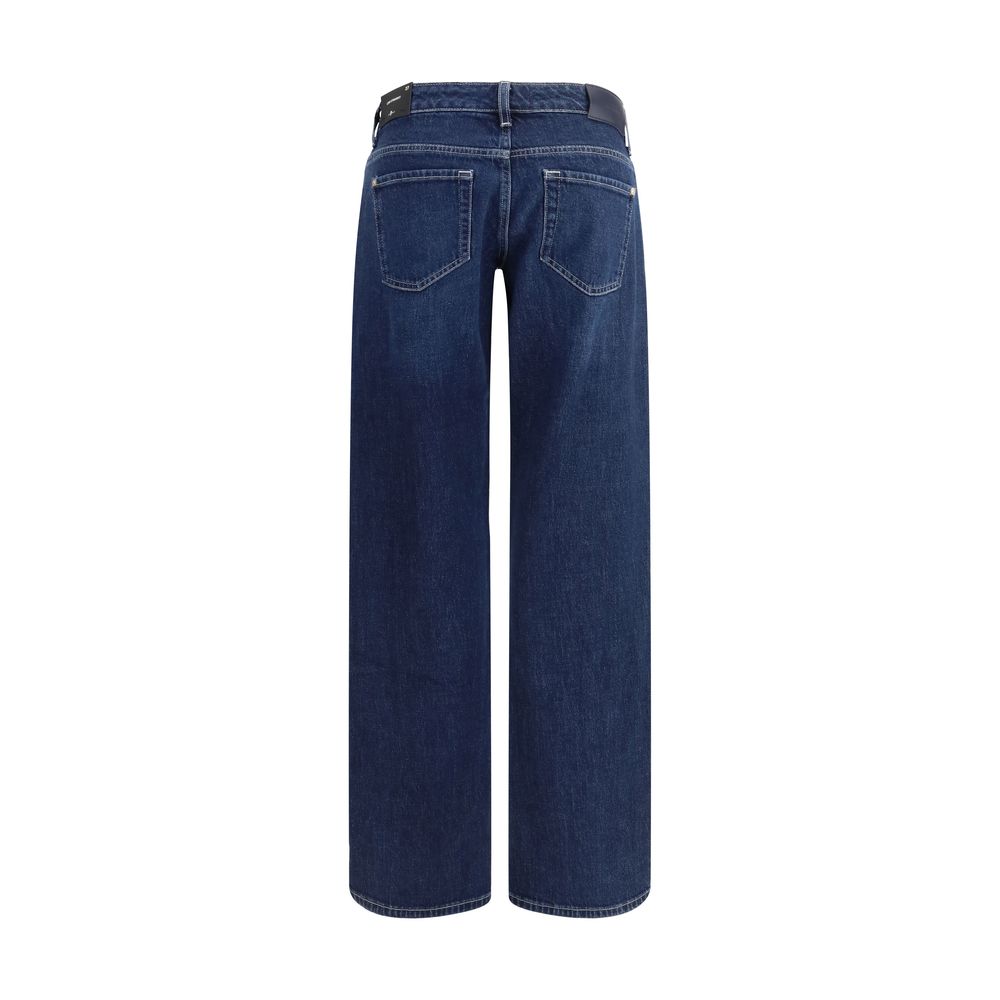 7FOR Blue Cotton Straight-Leg Jeans - Image 2