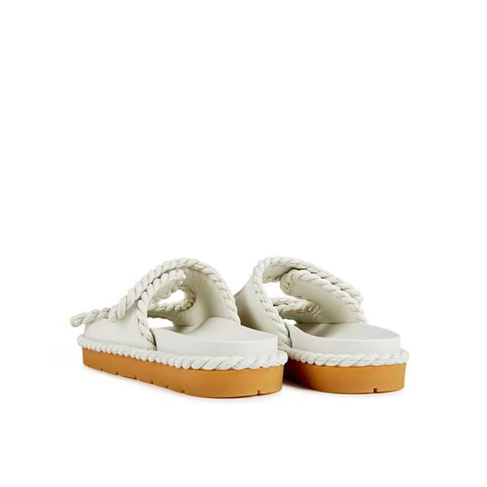 Bottega Veneta White Lamb Leather Sandals - Image 3