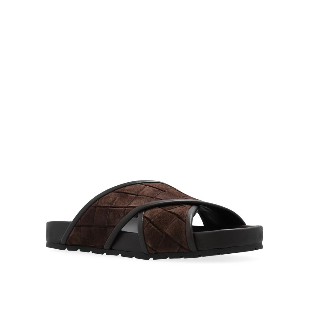 Bottega Veneta Brown Lamb Leather Flat Sandals - Image 2