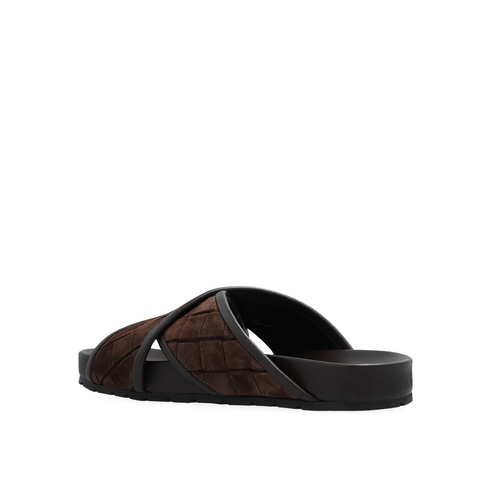 Bottega Veneta Brown Lamb Leather Flat Sandals - Image 3