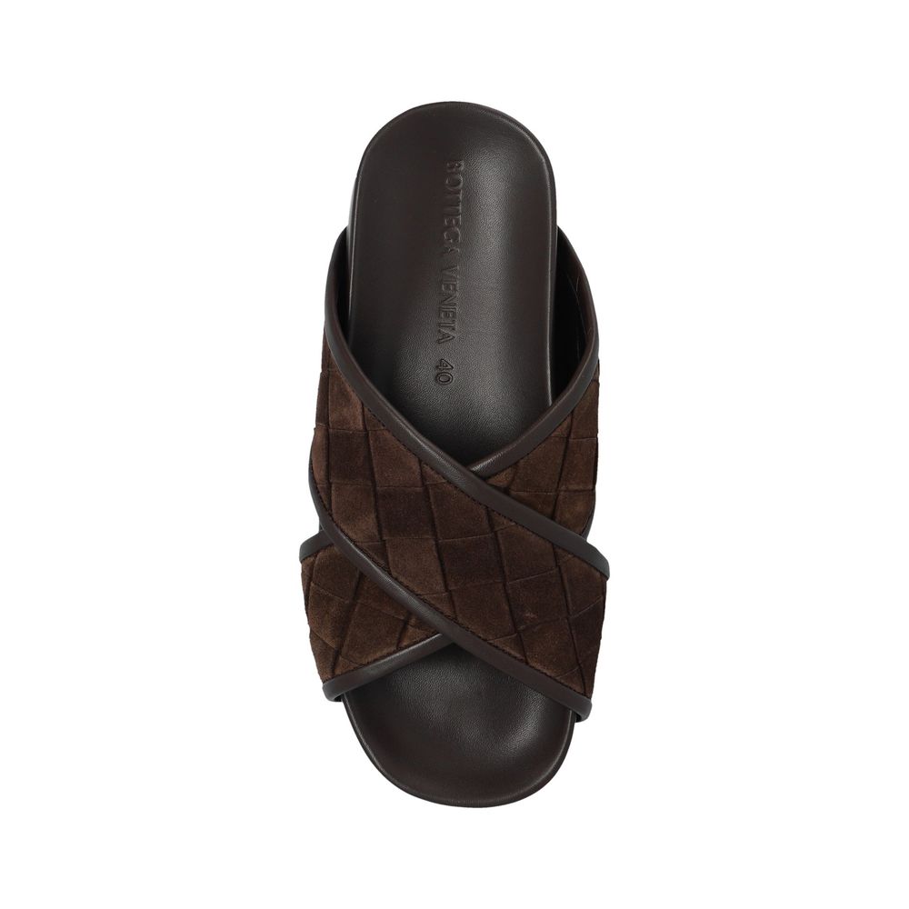 Bottega Veneta Brown Lamb Leather Flat Sandals - Image 4