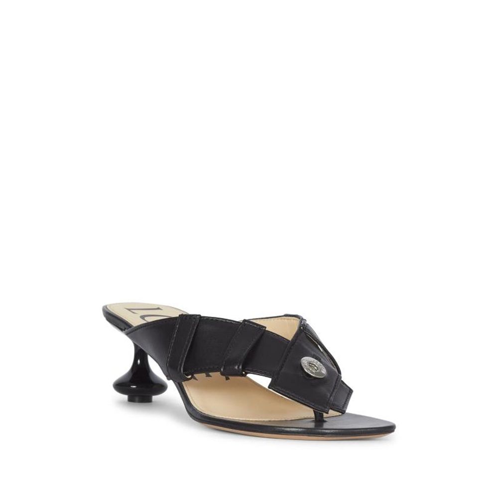 Loewe Black Lamb Leather Flat Sandals - Image 2