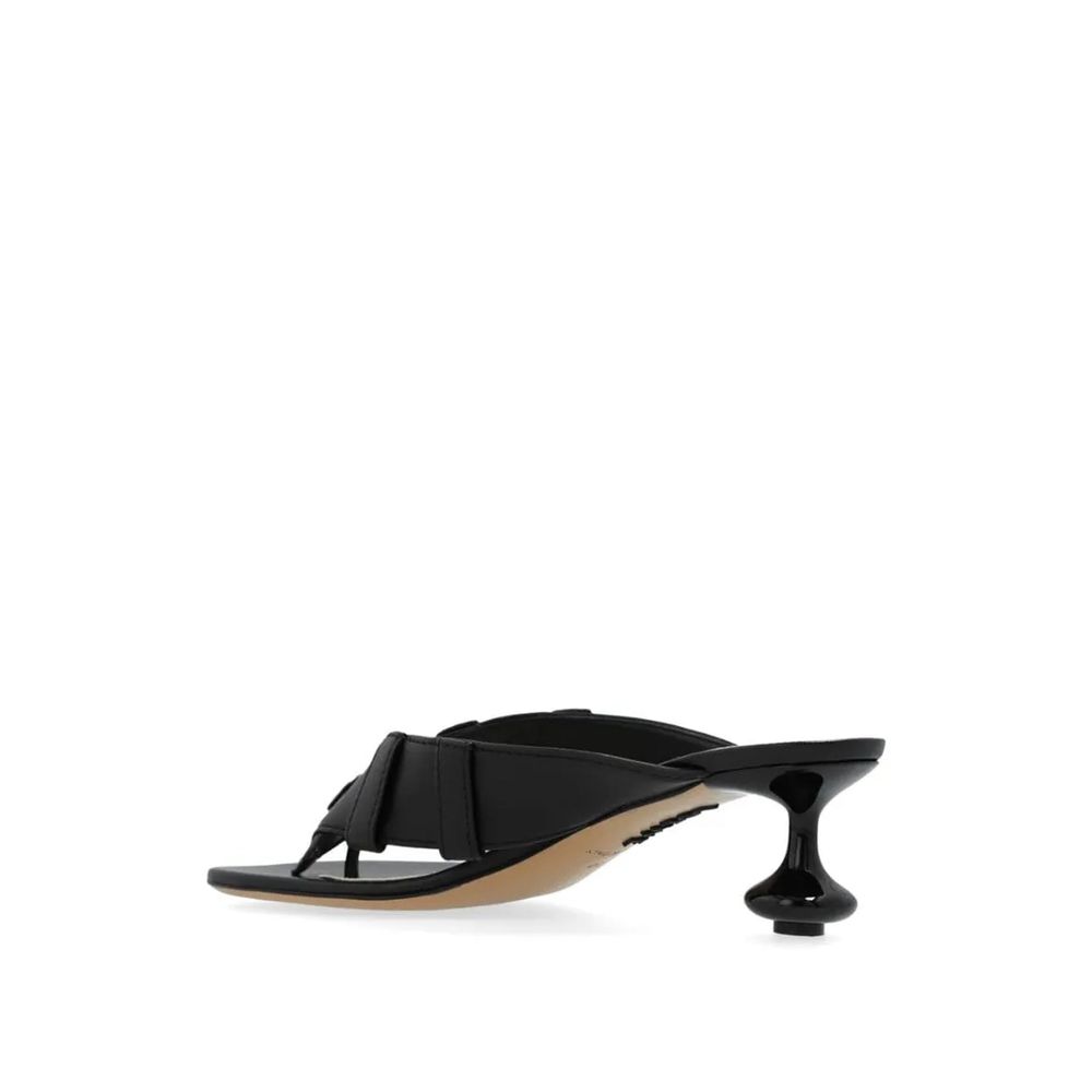 Loewe Black Lamb Leather Flat Sandals - Image 3