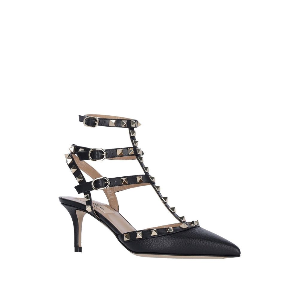 Valentino Garavani Black Leather Platform Pumps - Image 2
