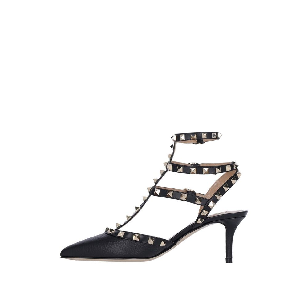 Valentino Garavani Black Leather Platform Pumps - Image 3