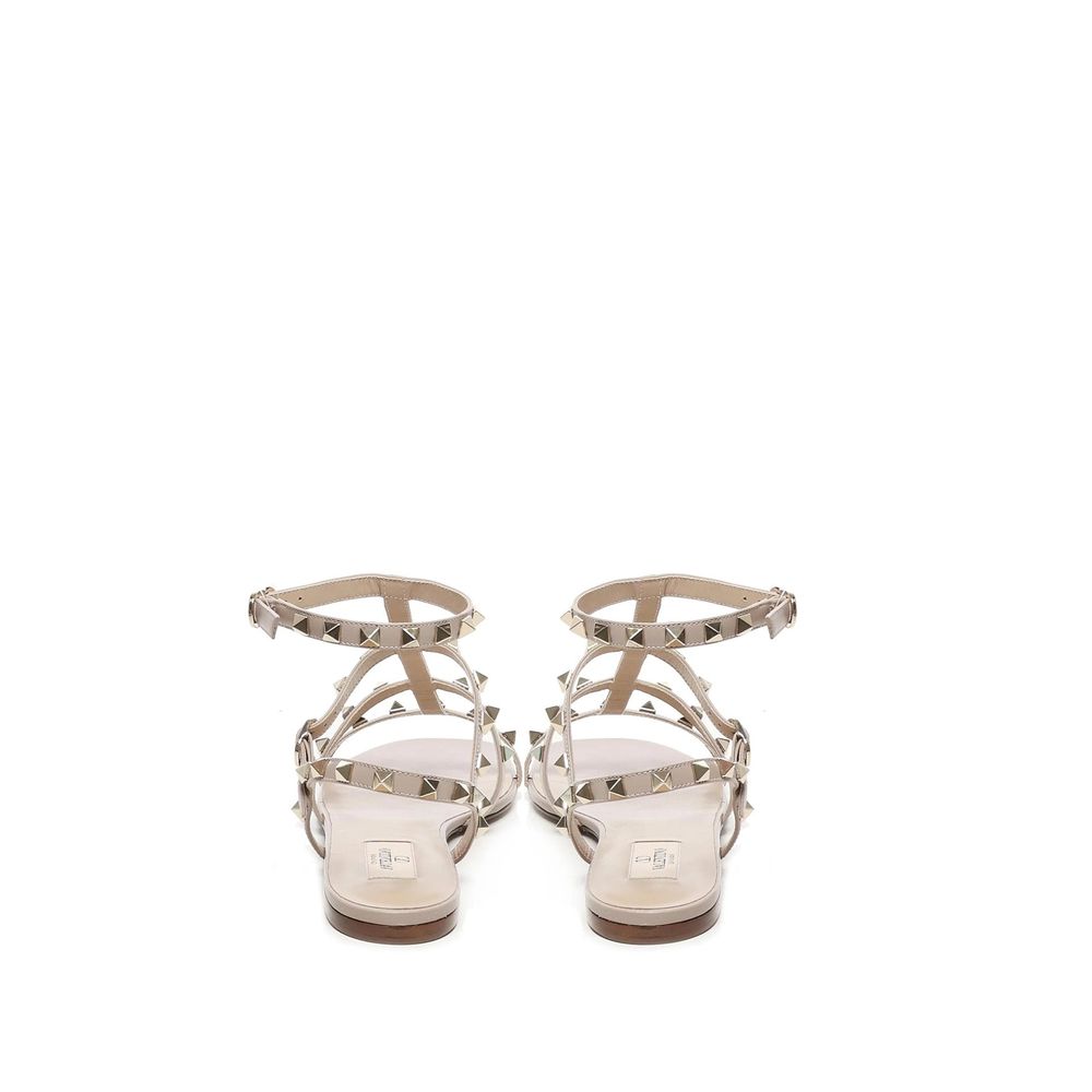 Valentino Garavani Beige Calfskin Flat Sandals - Image 3