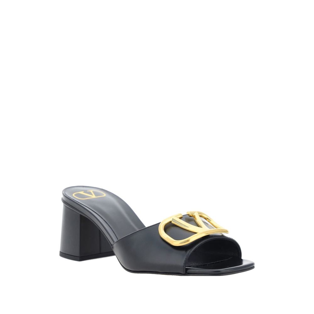 Valentino Garavani Black Calfskin Flat Sandals - Image 2