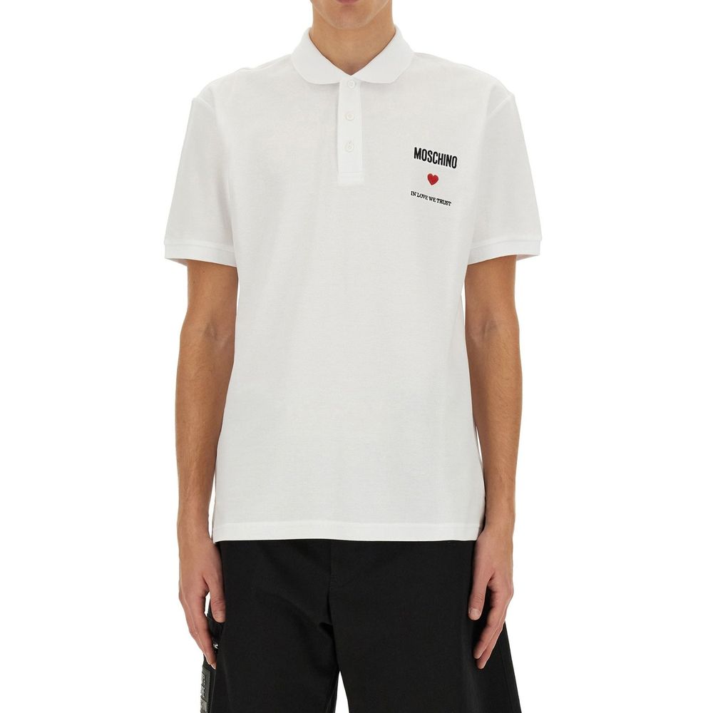 Moschino Couture White Cotton Polo Shirt - Image 2