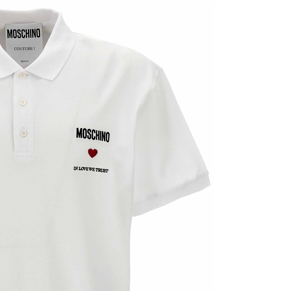 Moschino Couture White Cotton Polo Shirt - Image 4