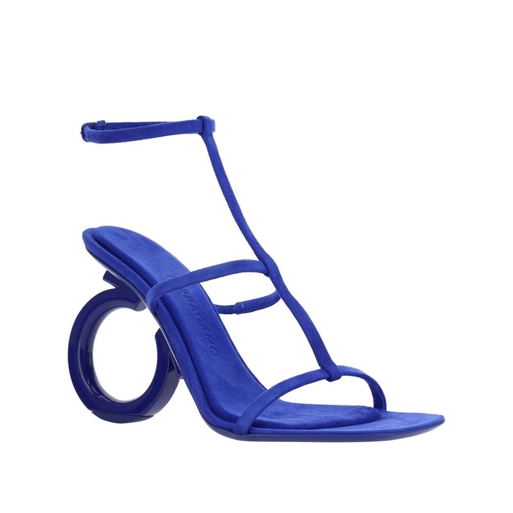 Salvatore Ferragamo Blue Calfskin Strap-On Sandals - Image 2