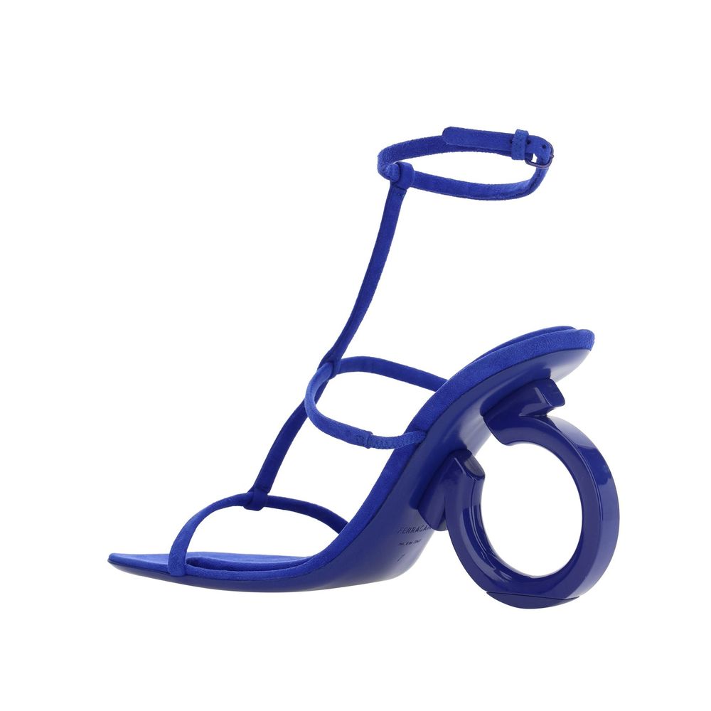 Salvatore Ferragamo Blue Calfskin Strap-On Sandals - Image 3