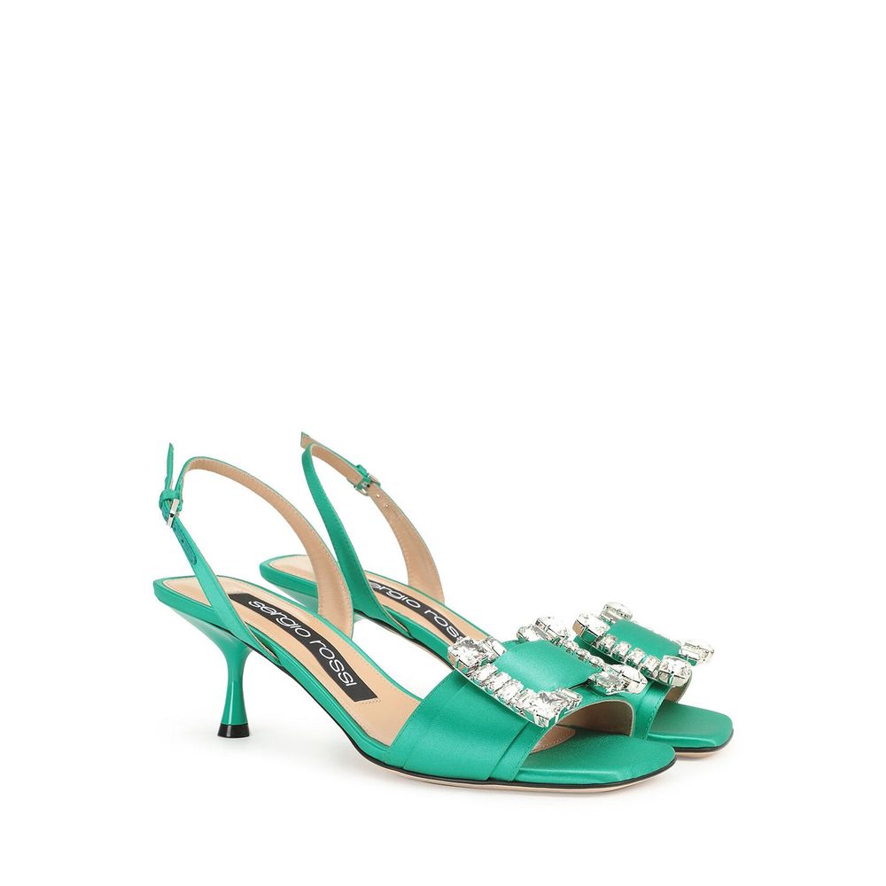 Sergio Rossi Bicolor Silk Stiletto Heel Sandals - Image 2