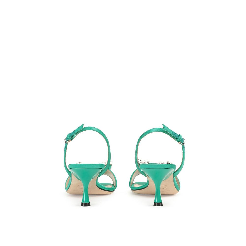 Sergio Rossi Bicolor Silk Stiletto Heel Sandals - Image 3