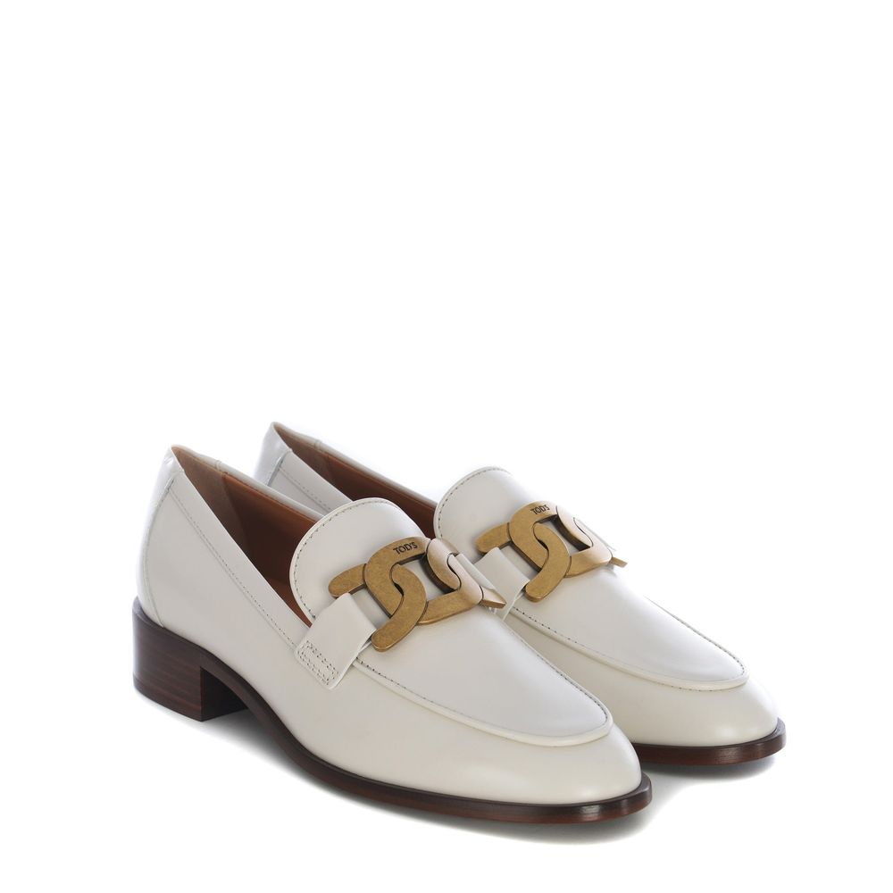 Tod's White Calfskin Slip-On Loafers - Image 2