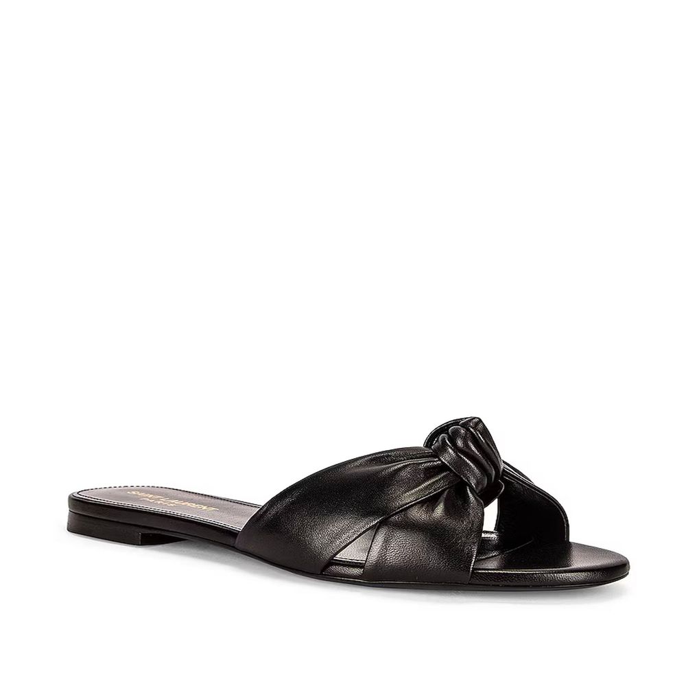 Saint Laurent Black Calfskin Slides - Image 2