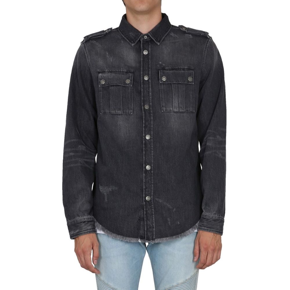 Balmain Black Denim Shirt - Image 2