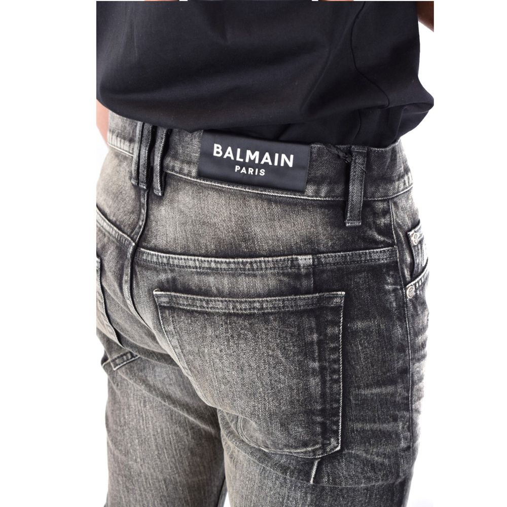 Balmain Black Cotton Skinny Jeans - Image 4