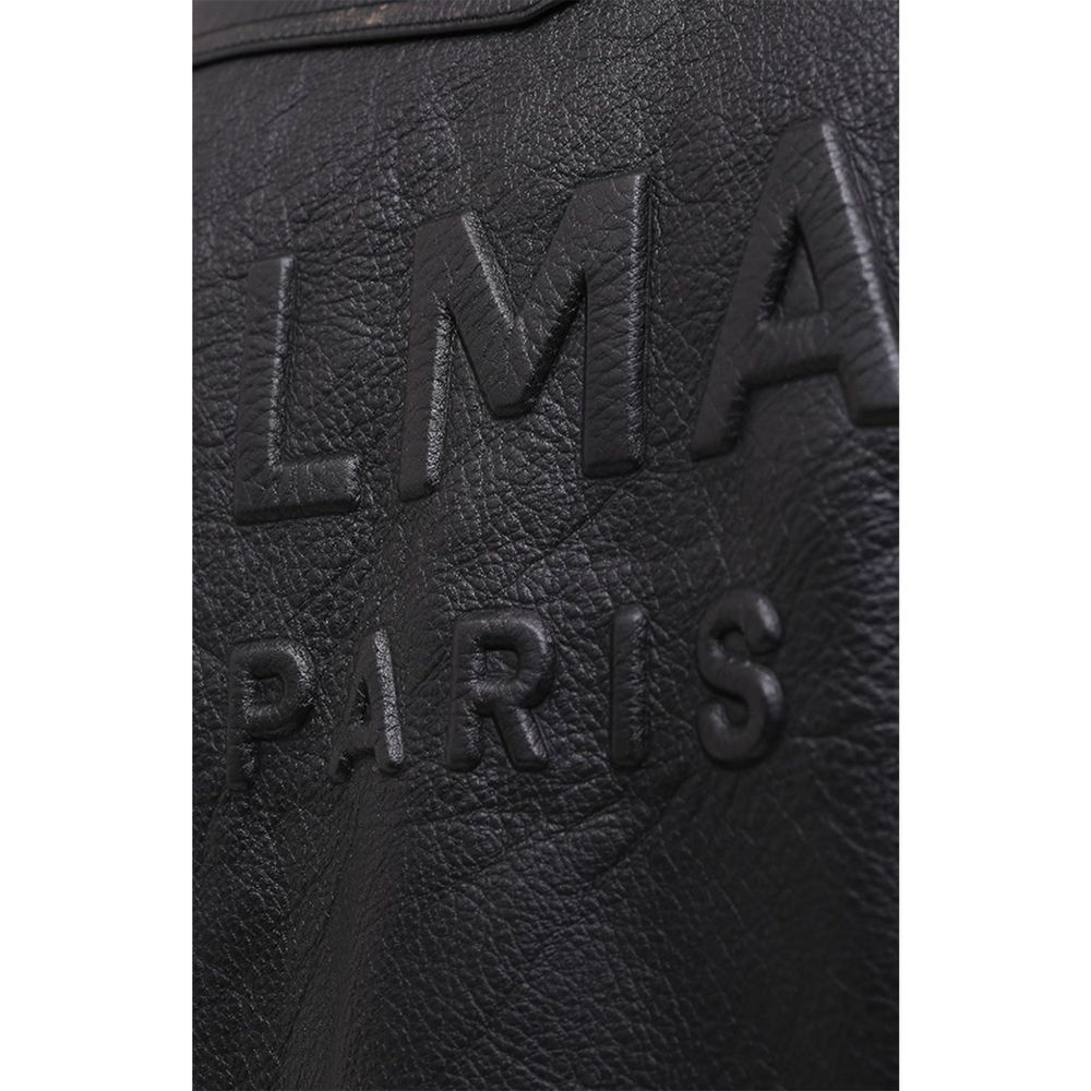 Balmain Black Leather Biker Jacket - Image 4