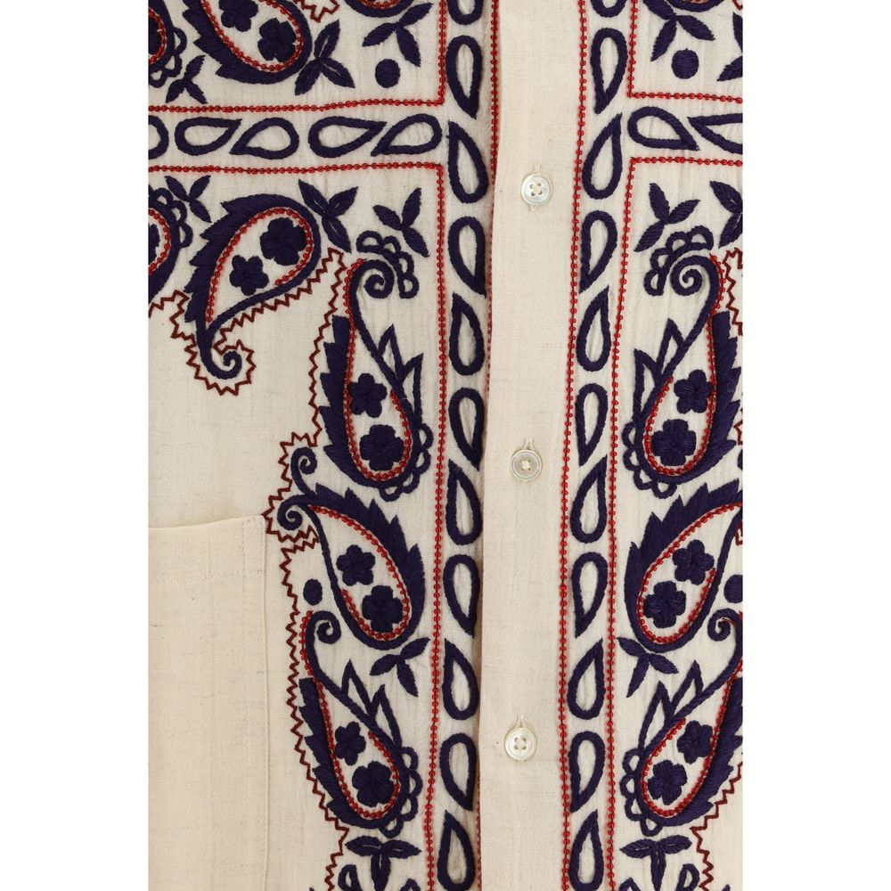 Baziszt Cream Silk Pattern Shirt - Image 3