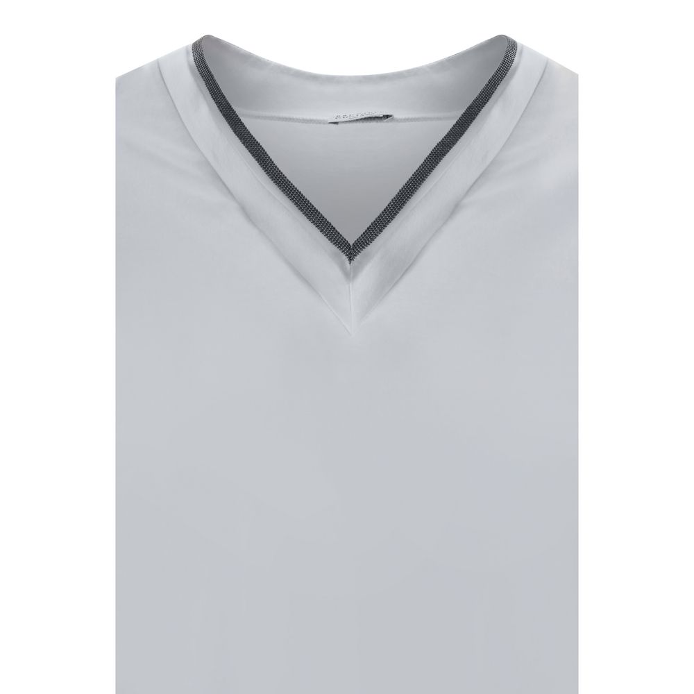 Brunello Cucinelli White Cotton T-Shirt - Image 3
