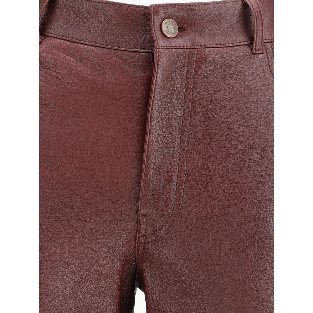 Chloé Bordeaux Leather Pants - Image 3