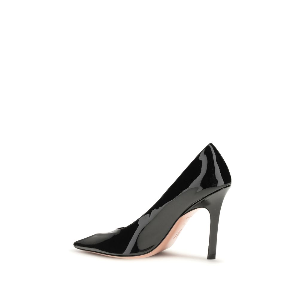 Amina Muaddi Black Lamb Ovis Aries Aries High Heel Pumps - Image 3