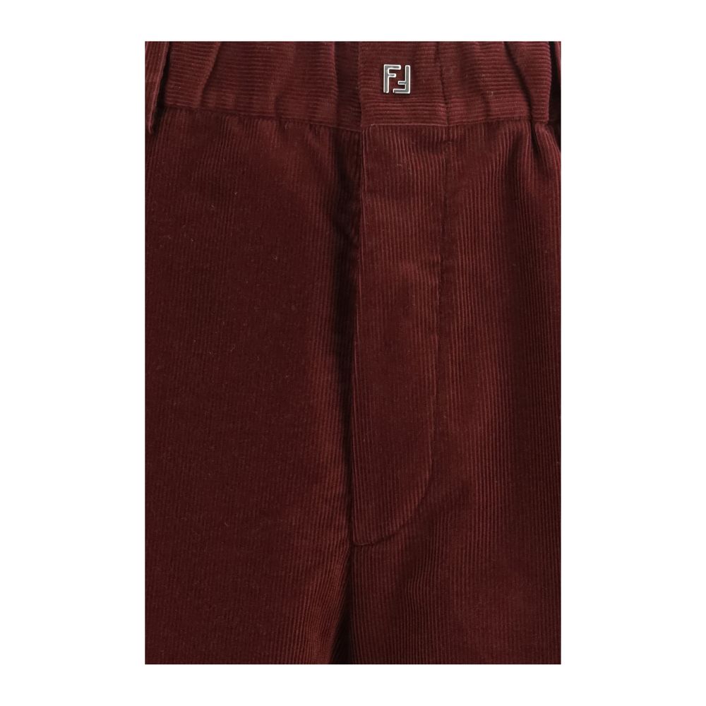 Fendi Bordeaux Cotton Casual Pants - Image 3