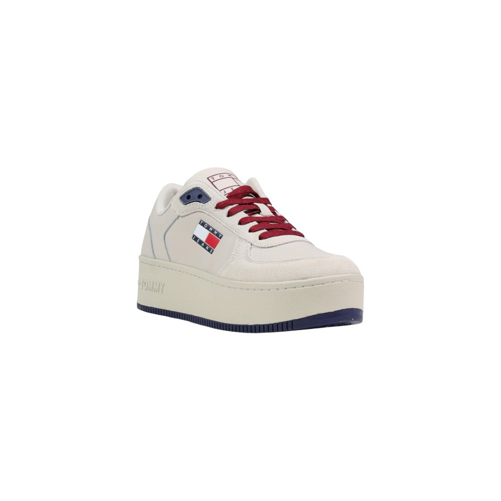 Tommy Hilfiger Jeans Beige Leather Platform Sneakers - Image 2
