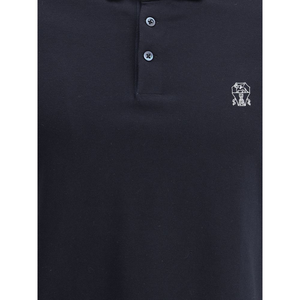 Brunello Cucinelli Blue Cotton Polo Shirt - Image 3