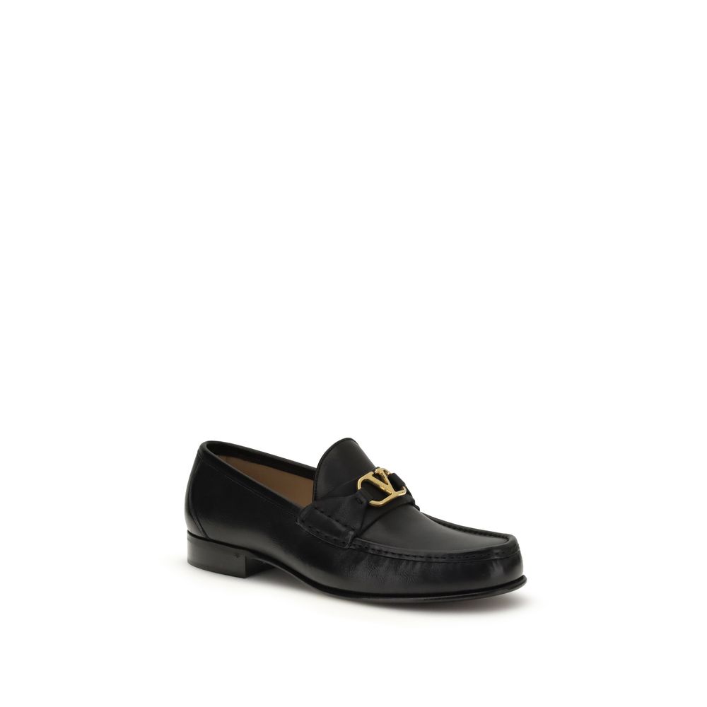 Valentino Garavani Black Calf Leather Bos Taurus Slip-On Loafers - Image 2