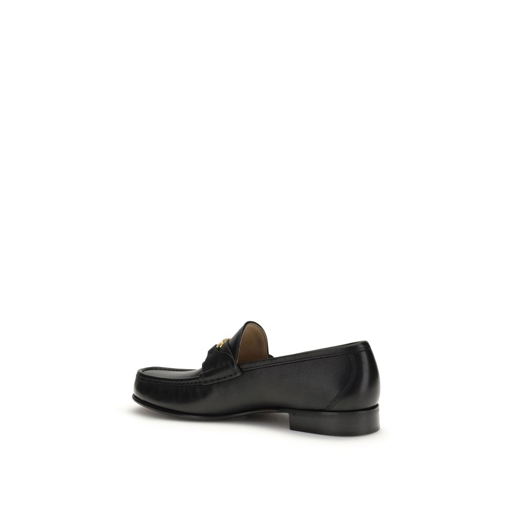 Valentino Garavani Black Calf Leather Bos Taurus Slip-On Loafers - Image 3