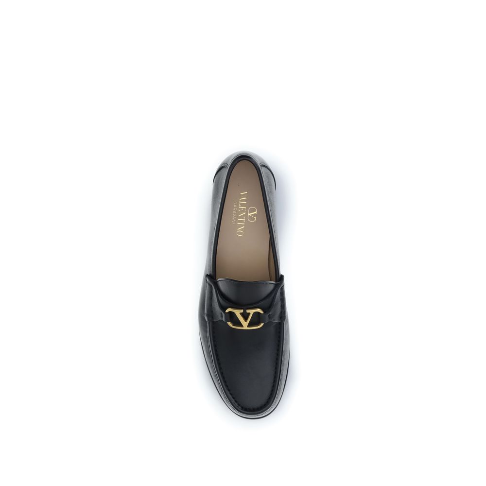 Valentino Garavani Black Calf Leather Bos Taurus Slip-On Loafers - Image 4