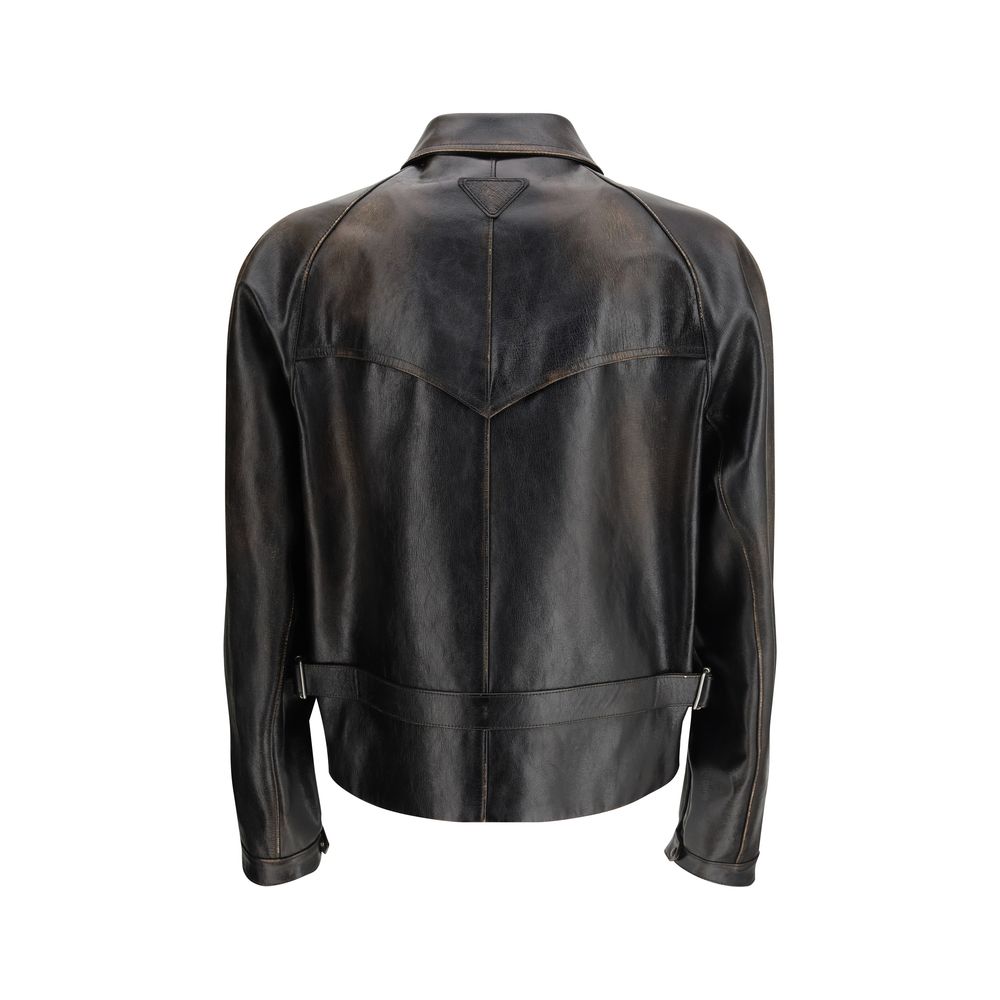 Prada Black Leather Jacket - Image 2