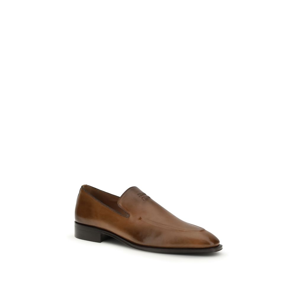 Miu Miu Brown Calf Leather Bos Taurus Slip-On Loafers - Image 2