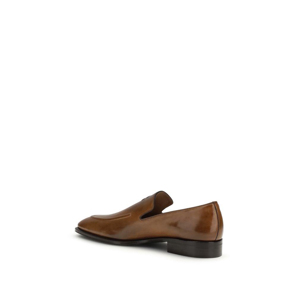 Miu Miu Brown Calf Leather Bos Taurus Slip-On Loafers - Image 3