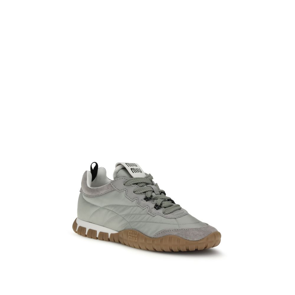 Miu Miu Gray Recycled Polyamide Athletic Sneakers - Image 2
