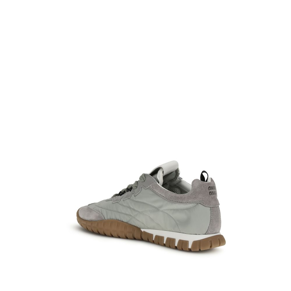 Miu Miu Gray Recycled Polyamide Athletic Sneakers - Image 3