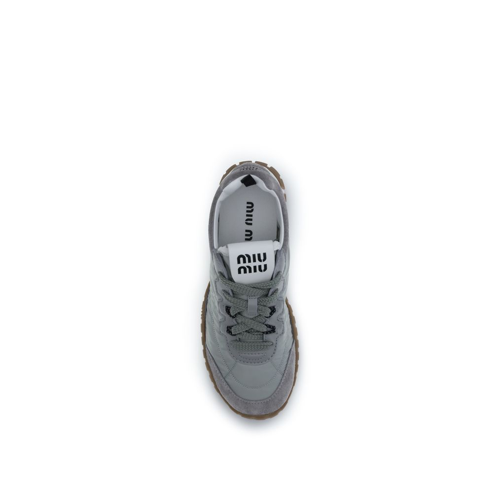 Miu Miu Gray Recycled Polyamide Athletic Sneakers - Image 4