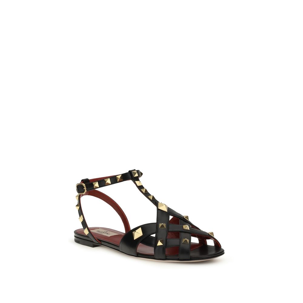 Valentino Garavani Black Goatskin Flat Sandals - Image 2