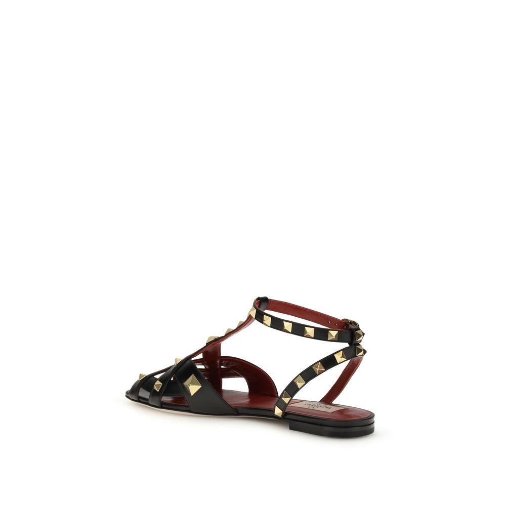 Valentino Garavani Black Goatskin Flat Sandals - Image 3