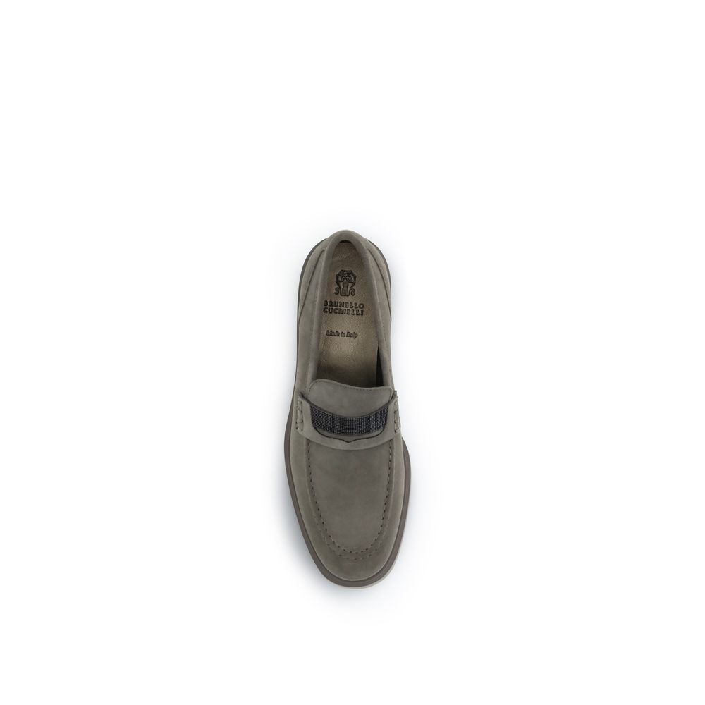 Brunello Cucinelli Beige Calf Leather Bos Taurus Slip-On Loafers - Image 4